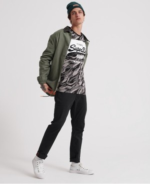 Superdry Premium Goods Camo Férfi Pólók Fekete/Camo | AVHZR5839